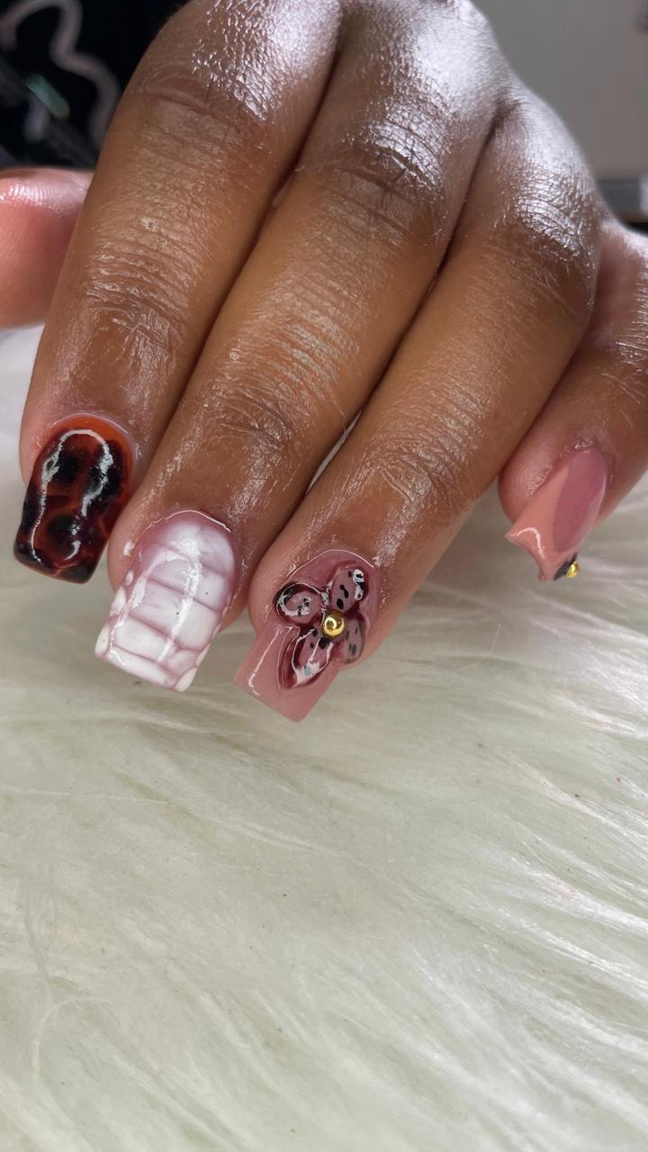 Hand-painted floral nail art