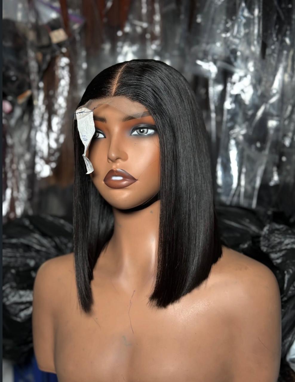 Lace front wig on mannequin